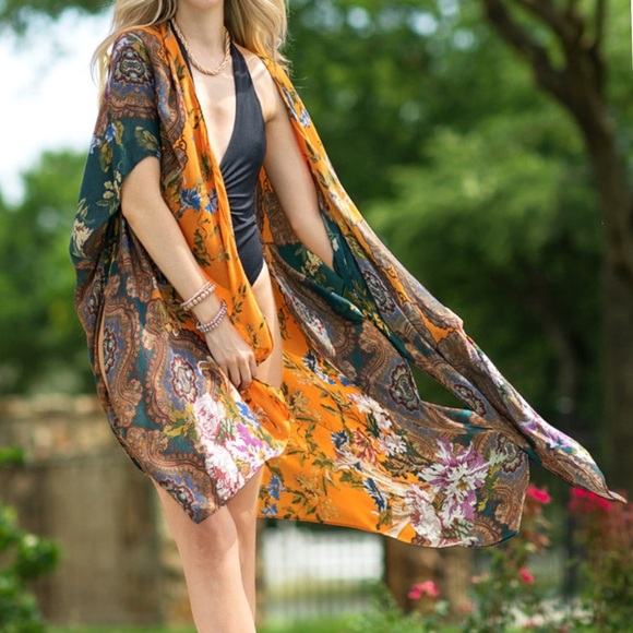 Windsor Dobby Jacquard Kimono Duster NWT - Picture 2 of 7